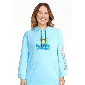 SpongeBob SquarePants Womens Large Graphic Hoodie Blue
